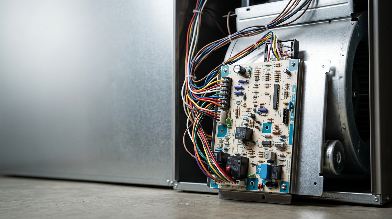 Electric furnace control board and wiring during diagnosis