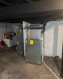 Older basement furnace water heater