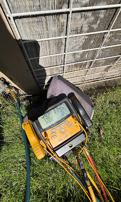 Refrigerant gauges on grass