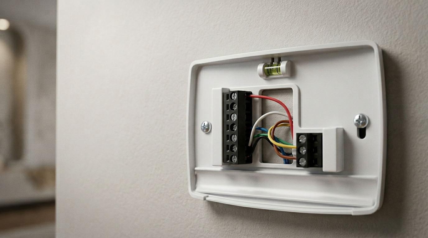 Smart thermostat wiring baseplate ready for installation